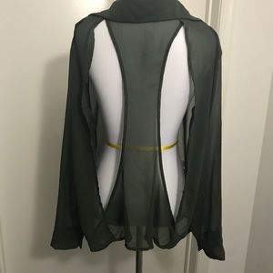 Urban Outfitters Olive Green Sheer Button Down Top